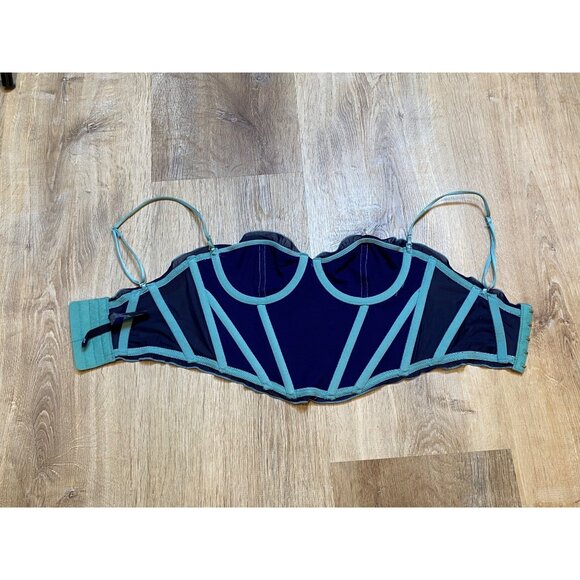 Out From Under Blue Corset Style‎ Top With Adjustable Straps & Hook Clasp Back S - Picture 7 of 7